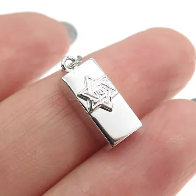 925 Sterling Silver Vintage Star Of David Judaica Mezuzah Pendant • $22.95