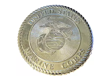 United States Marine Corps ~ 2 7/8  Silver Tone Metal Coin W/ Adhesive Backside • $9.99