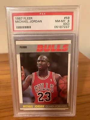 1987 Fleer MICHAEL JORDAN Card#59 PSA NM-MT 8 (OC) • $300