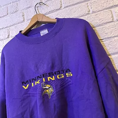 Vintage Minnesota Vikings Logo 7 Sweatshirt Crewneck Size 2XL Made Usa NFL • $46.07