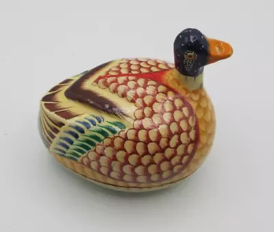 Vintage Paper Mache Duck Lacquered Trinket Box Hand Made Painted Kashmir India • $13.98