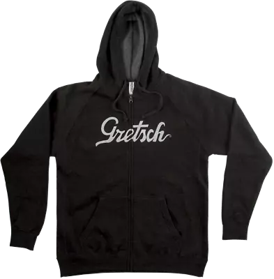 Gretsch Script Logo Zip Front Hoodie  Charcoal Gray Size Large  Cotton/Poly • $49.95