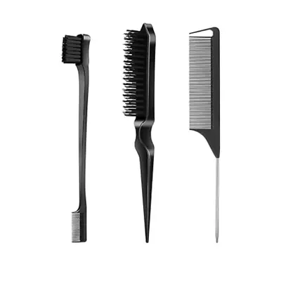 3Pcs Slick Brush Set Hair Brush Teasing Comb Edge Hair Brush Grooming • £4.49