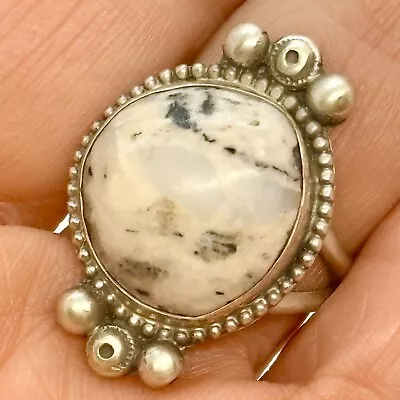 Navajo White Buffalo Turquoise Ring Sz 8 Sterling By Susie Cooke Matte Patina • $89.94