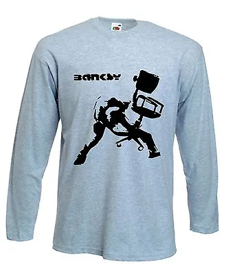 BANKSY OFFICE CHAIR LONG SLEEVE T-SHIRT - The Clash London Calling - Sizes S-XXL • £15.95