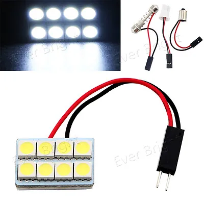 6X White T10 BA9S Festoon Dome 8SMD 5050 LED Car Interior Door Map Panel Lights • $11.40