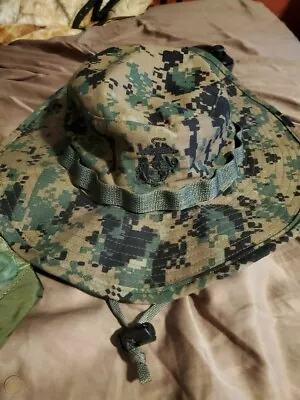 USMC MARPAT Boonie Cover - Marine Corps Woodland Boonie Hat 3  Brim -Made In USA • $39.95