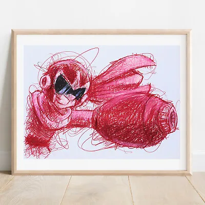 Protoman Ballpoint Pen Print Mega Man Art Poster • $16.99