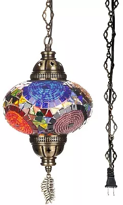 SWAG PLUG IN Turkish Moroccan Mosaic Ceiling Hanging Lamp Pendant Light Fixture • $48.80