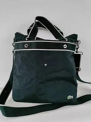 Womens Large Lacoste Black Nylon Tote Shoulder Bag Handbag Cross Body Messenger • £34.99