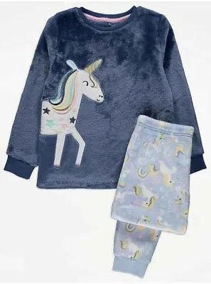 Bnwt Girls Age 5-6  Years Unicorn Fleece Pyjama Gift Set • £0.99