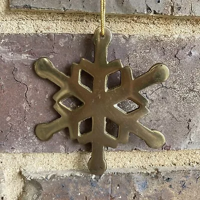 Vintage Solid Brass Snowflake Christmas Tree Ornament Decor  3 Inch • $15