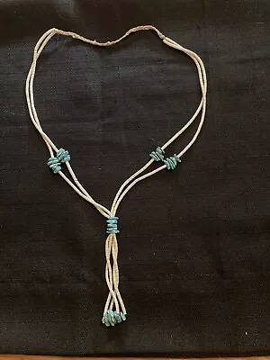 Vntg Handmade Double Strand Turquoise Nugget Heishi Shell Necklace 24” + 4” Drop • $37.50