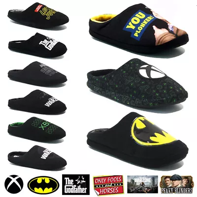 Mens Batman Xbox Del Boy Call Of Duty Peaky Novelty Fleece Winter Mules Slippers • £11.95