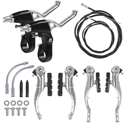 $18.07 • Buy Mountain Bike V Brake Set Front And Rear MTB Hybrid Callipers Cables Lever Kit