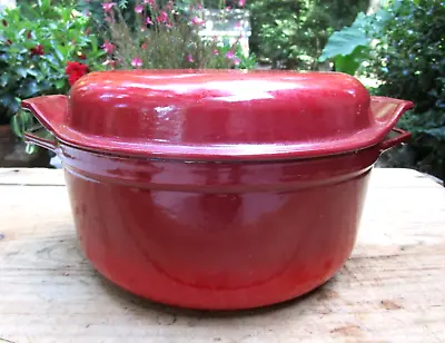 VTG (?) # 24 Pot Dutch Oven Red Flame Enameled Cast Iron FRANCE • $49.99