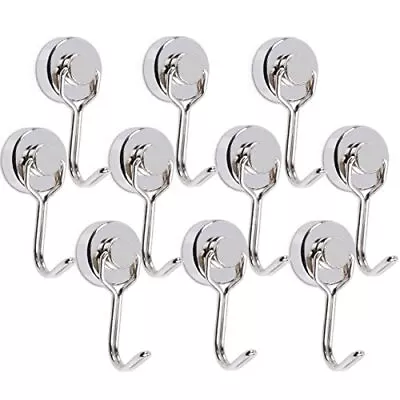 10Pcs Silver Swivel Swing Magnetic Hooks 35Lbs For Refrigerator Grill Key Holder • $9.54