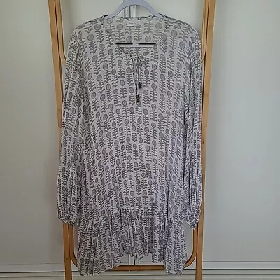 Tigerlily Size 8 Sheer Dress Long Sleeve Cotton Boho Kaftan  • $25