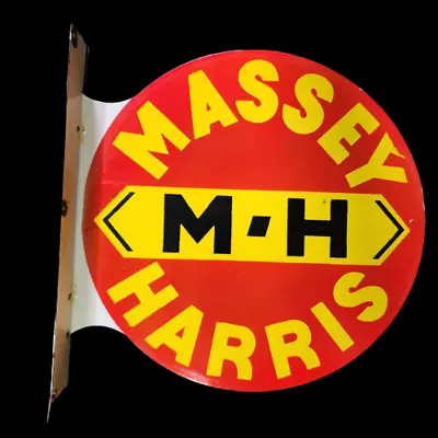 Massey Harris FLANGE 2 SIDED PORCELAIN ENAMEL SIGN 17 1/2 X 17 • $109.99