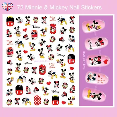 🌸DISNEY MINNIE & MICKEY MOUSE 72 3D Nail Art Stickers Decals Transfers Kawaii🌸 • $3.72
