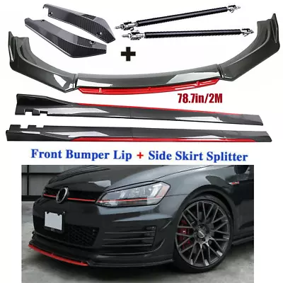 For Volkswagen Rabbit Carbon Fiber Front Bumper Lip Spoiler + Side Skirt Rear • $159.99