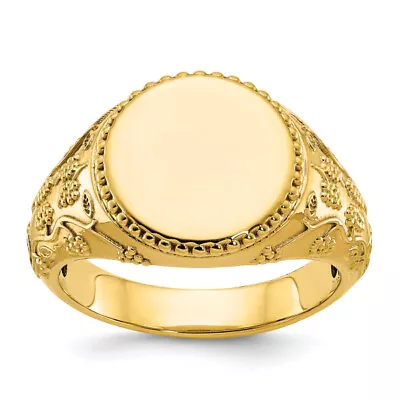 14K Yellow Gold Mens Round Signet Ring • $1402