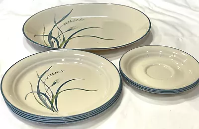 8 Pc Corelle Coastal Breeze Platter 4 Salad Plates 3 Saucers  - Free Ship • $37.50