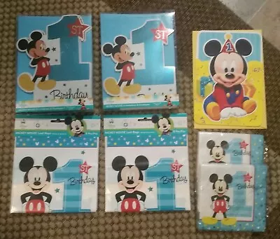 Mickey Mouse 1st Birthday Party Lot Treat Bags Invitations Napkins Card Nip • $12.99