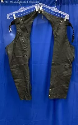 UNIK Premium Women's Black Leather Motorcycle Chaps - Size M • $12.99