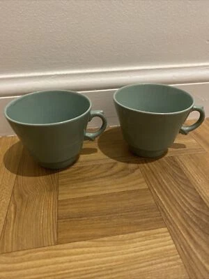 £4.99 • Buy Vintage Wood’s Ware “Beryl” Pair Of Coffee Cups, Large 