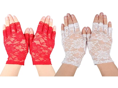 £4.99 • Buy Fingerless Lace Gloves Ladies 80s Fancy Dress Accessory