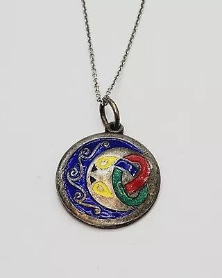 Vintage Dublin Ireland Tara Ware Sterling Enamel Book Of Kells  Necklace (7) • $24.50