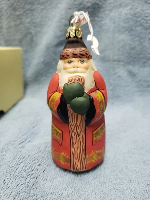 $50 • Buy Vaillancourt Folk Art Polish Glass Christmas Ornament Santa W/ Ark OR2003-76