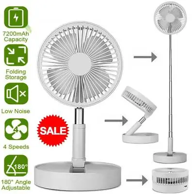 £38.39 • Buy Stand Fan Portable Folding Pedestal USB Rechargeable Telescopic Table Floor Fan~