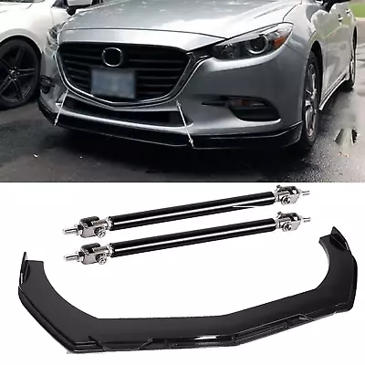 Front Bumper Lip Splitter Spoiler Body Kit Gloss Black For Mazda 2 3 5 6 CX-5 • $99.99