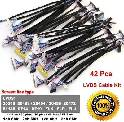 42pcs Universal 20pin 30pin 51pin LVDS Cable For LCD Display Controller Board • $19.98