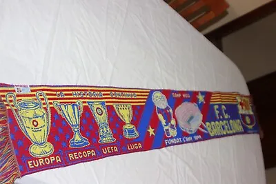 Scarf Official F.C Barcelona All The Trophies Conseguidos Champions UEFA Coll • $10.69