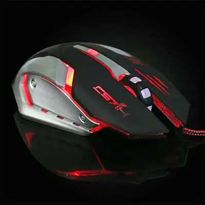 Professional Gaming Mouse With 7 Bright Colors LED Backlit 5500 Dpi Optical Wire • £11.49