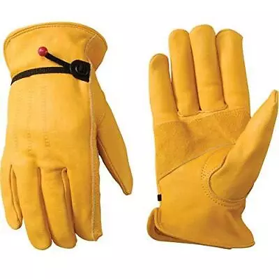 Wells Lamont Men's Cowhide Leather Work Gloves Adjustable Cut Resistant Med 1132 • $13.99