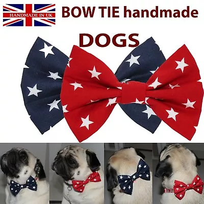 £5 • Buy New Dogs Bow Tie DOG Stars Red Elastic Band Attach COLLAR ACCESSORY Handmade UK 