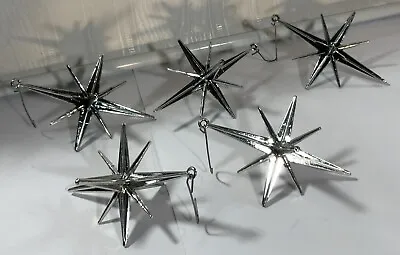 Vintage Silver Sputnik Star Starburst Bradford Christmas Ornaments 60s Lot Of 5 • $54.99
