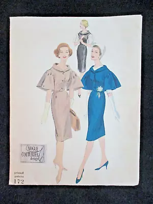 Vintage 1959 Vogue Couturier Design Printed Pattern No. 172 Size 10 ~ Cut • $29.99