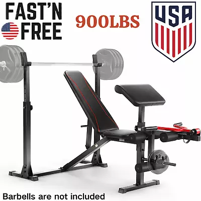 Adjustable Weight Bench 900lbs Olympic Weight Bench Set Exercise Home Ftness🔥 • $168.99