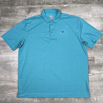 Callaway Polo Shirt Men's XL Aqua Teal All Over Print Opti-Dri Golf Performance  • $9.48