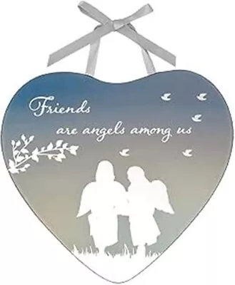 Reflections Mirror Glass Hanging Heart Plaque Gift • £11.99