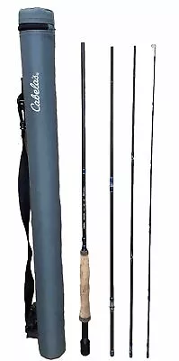 Cabela’s Prestige 9’0” 6WT 4pc Fly Fishing Rod With Gray Rod Tube -Black/Blue • $119