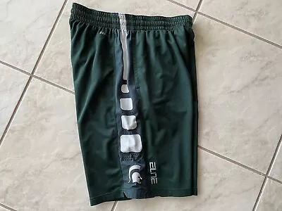 Nike Elite Stripe MichiganState Spartans Practice Basketball Game Shorts Large • $59.95