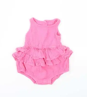 Matalan Girls Pink 100% Cotton Babygrow One-Piece Size 3-6 Months • £3