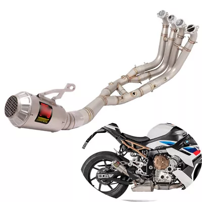 For BMW S1000RR S1000R Full Exhaust System Header Link Pipe 60mm Muffler Escape • $432.50