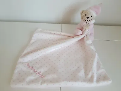Mothercare Pink Bedtime Bear Comforter Soft Toy Rattle Blanket Little Pink Stars • £9.99